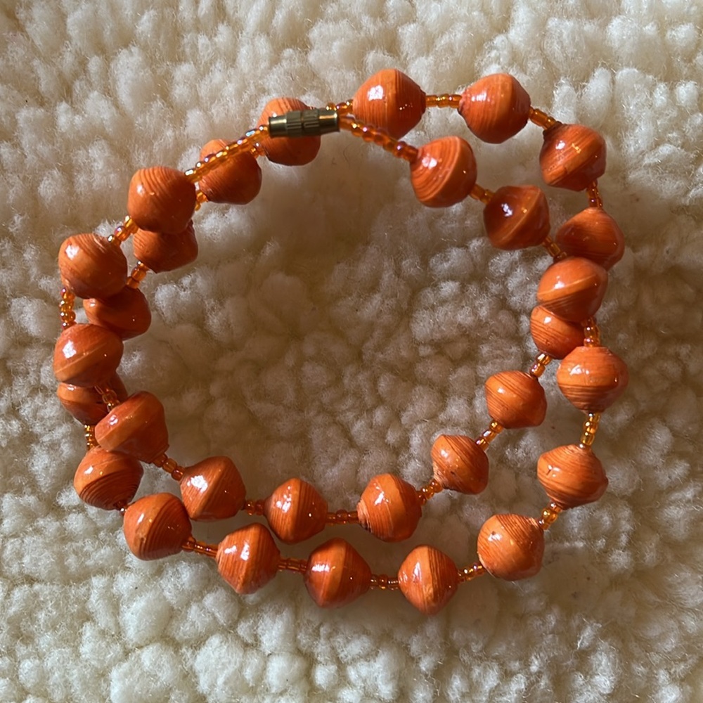 Orange Beaded-like Chocker Necklace